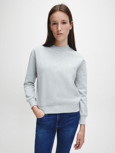 Calvin Klein Ruhák HU909417 | Calvin Klein Embroidered Logo Női Pulóver Világos Szürke